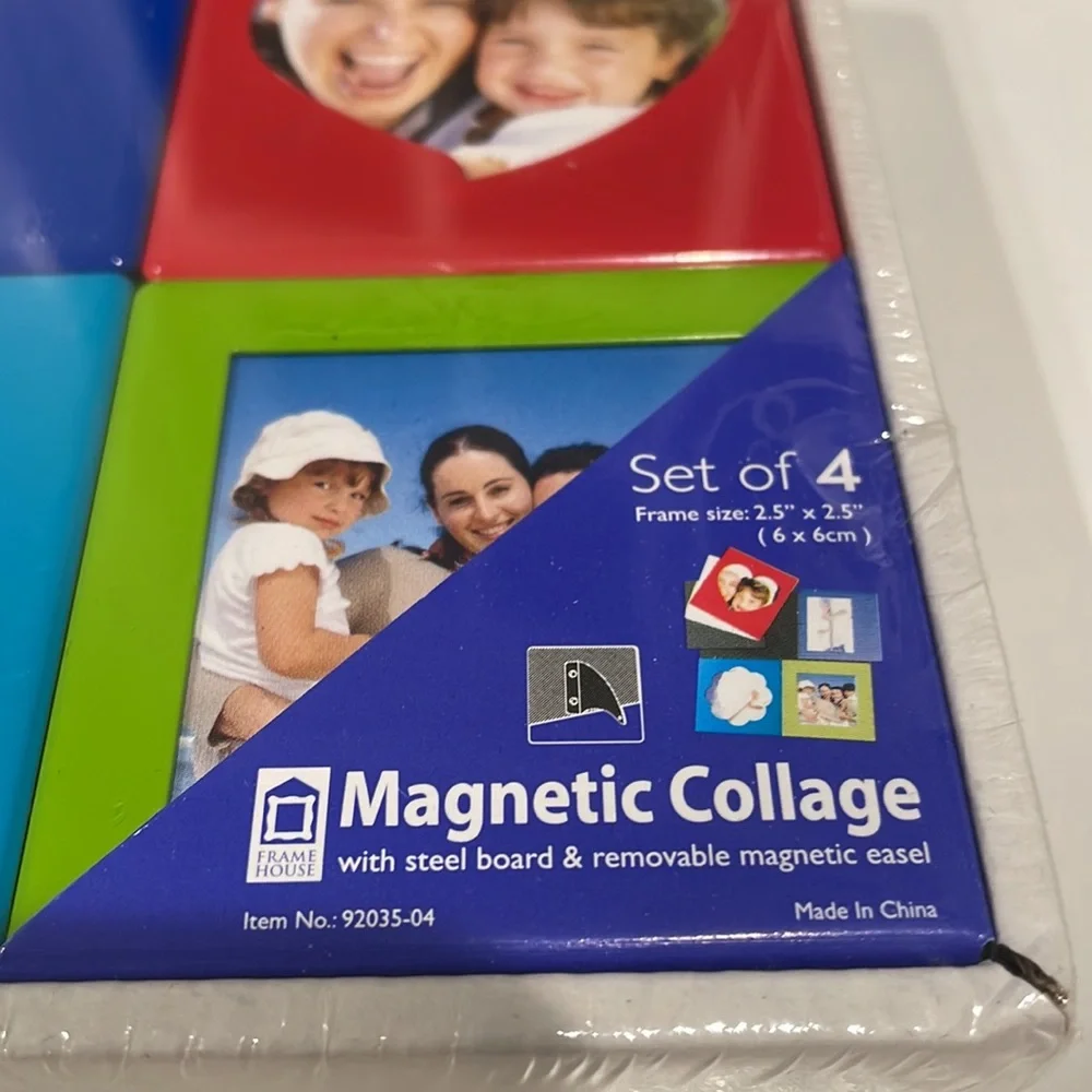 Set of four magnetic frames. 2.5 x 2.5 inches. New in box.
